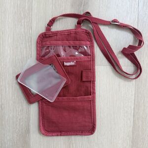 Baggallini Red Travel Wallet Crossbody Fits iPhone 16 Pro, 11 Pro Max + ID Case